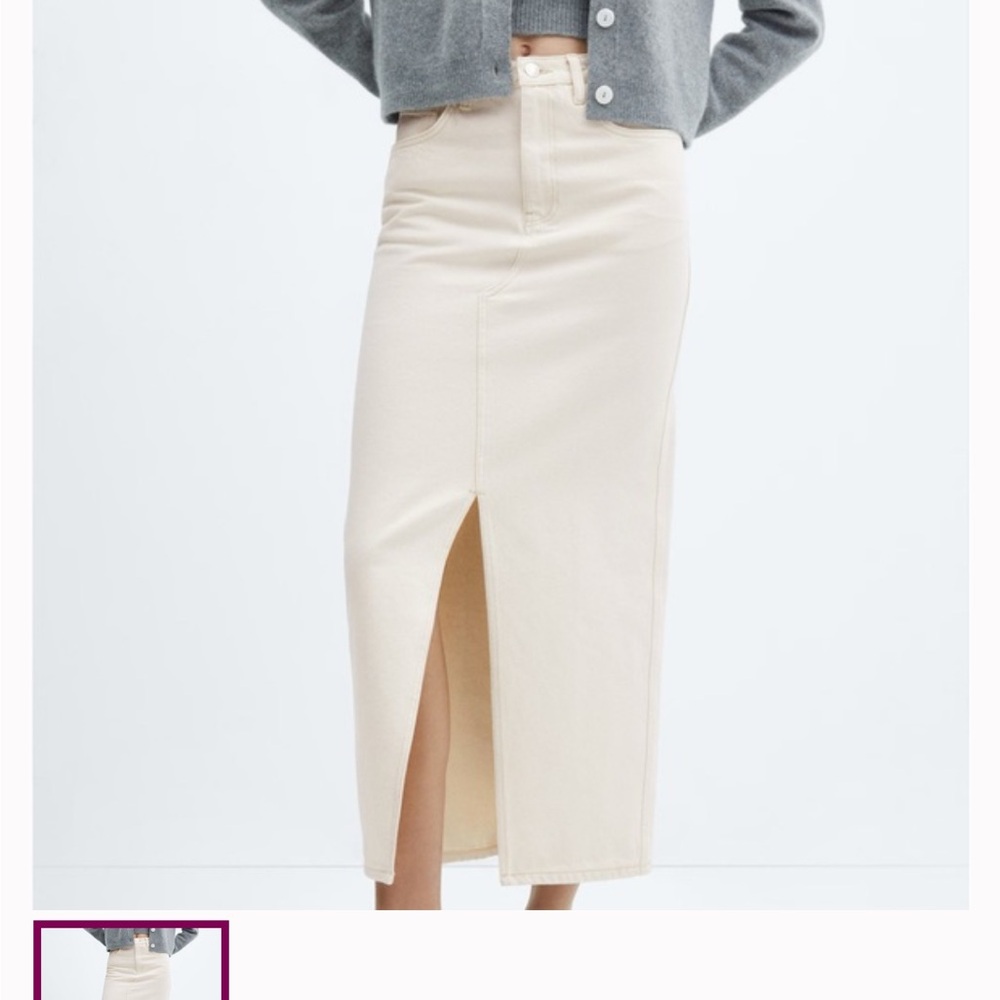 NWOT - Mango Cream Pencil Skirt Midi Length with Slit